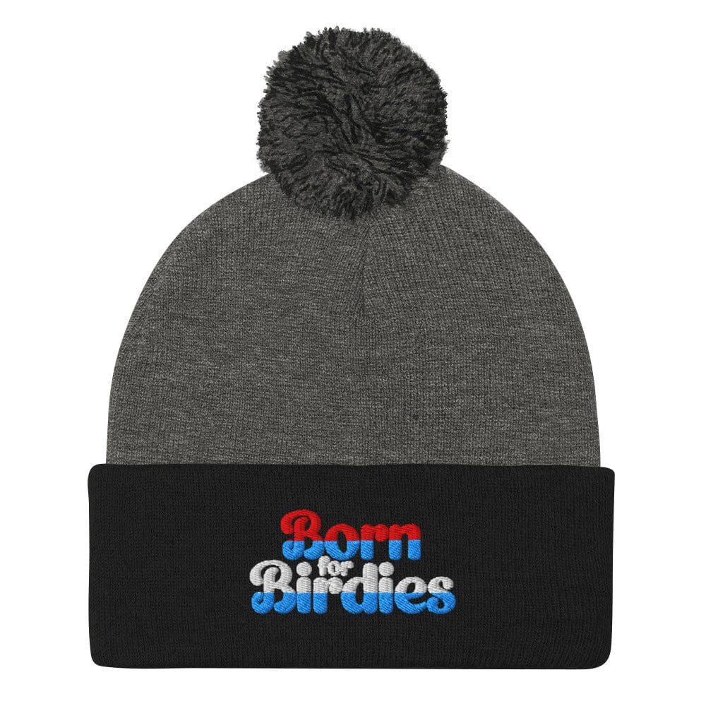 Born For Birdies Quirky Fun Embroidered Golf Pom-Pom Beanie - Funny Golf Tee by Swing Epic
