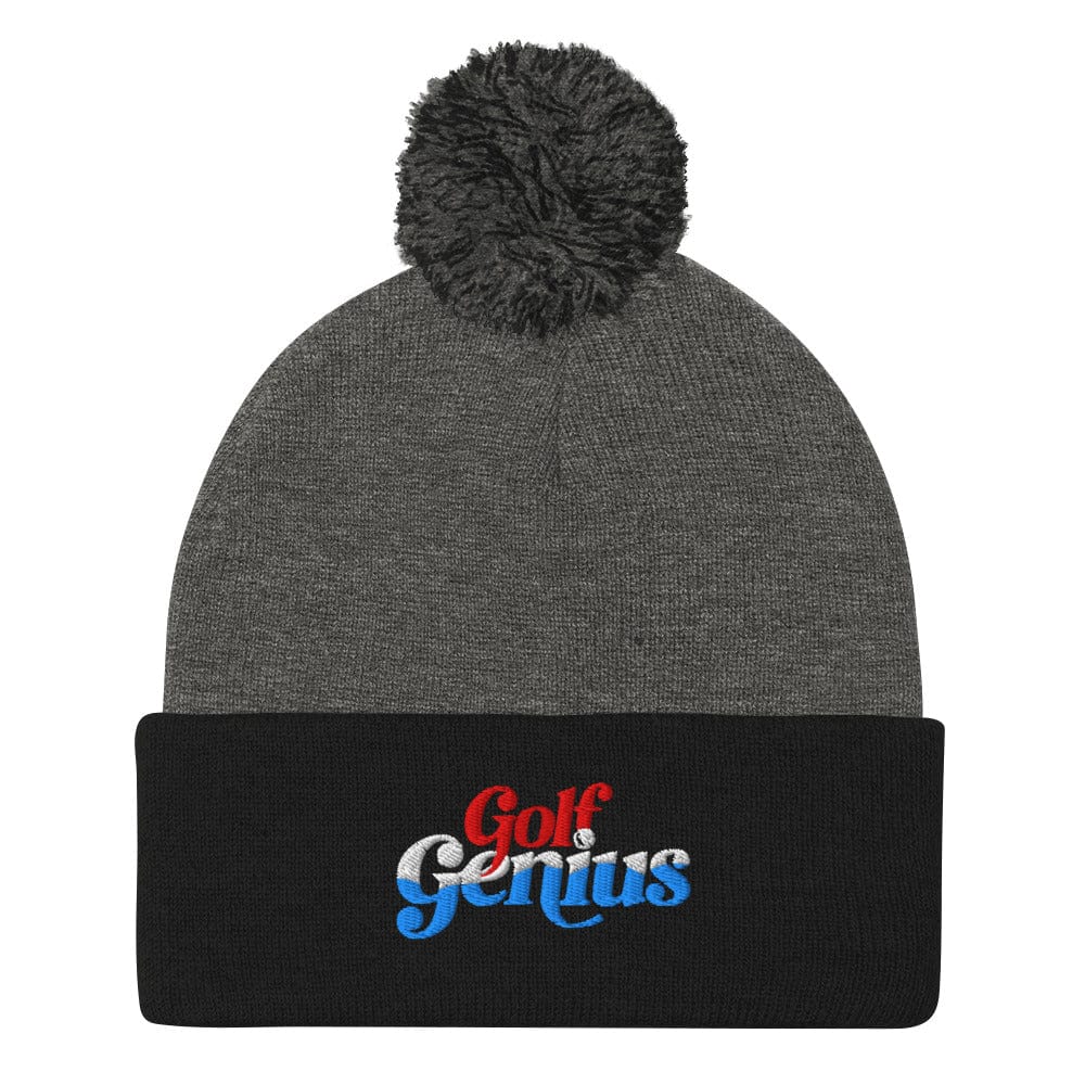 Golf Genius Embroidered Golf Pom-Pom Beanie - Funny Golf Tee by Swing Epic