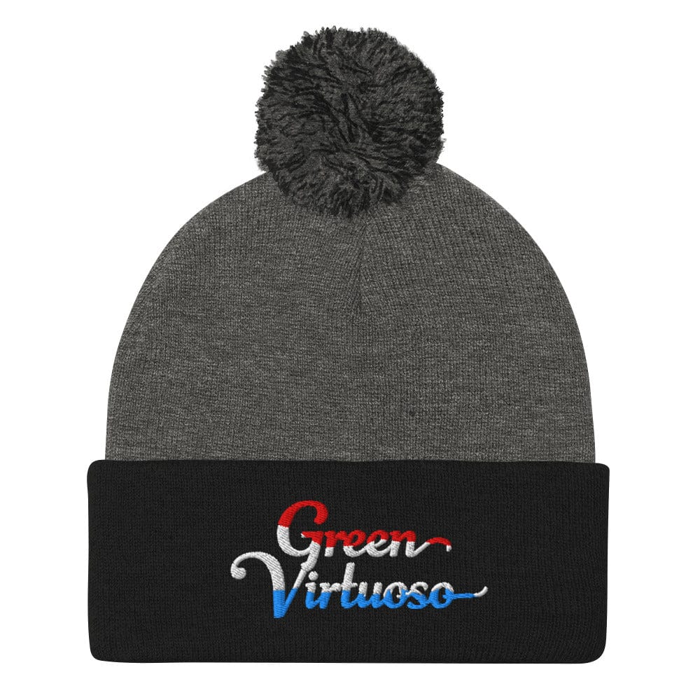 Green Virtuoso Fun Embroidered Golf Pom-Pom Beanie - Funny Golf Tee by Swing Epic