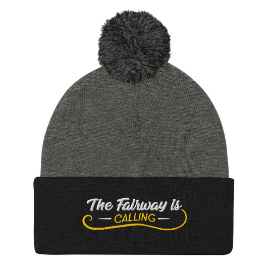 The Fairway Is Calling Quirky Embroidered Golf Pom-Pom Beanie - Funny Golf Tee by Swing Epic
