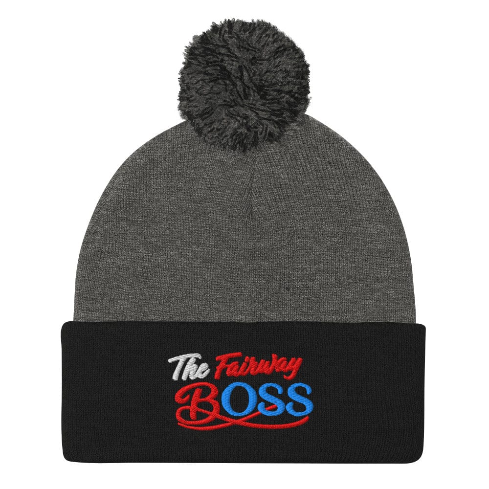 The Fairway Boss Sparkly Embroidered Golf Pom-Pom Beanie - Funny Golf Tee by Swing Epic