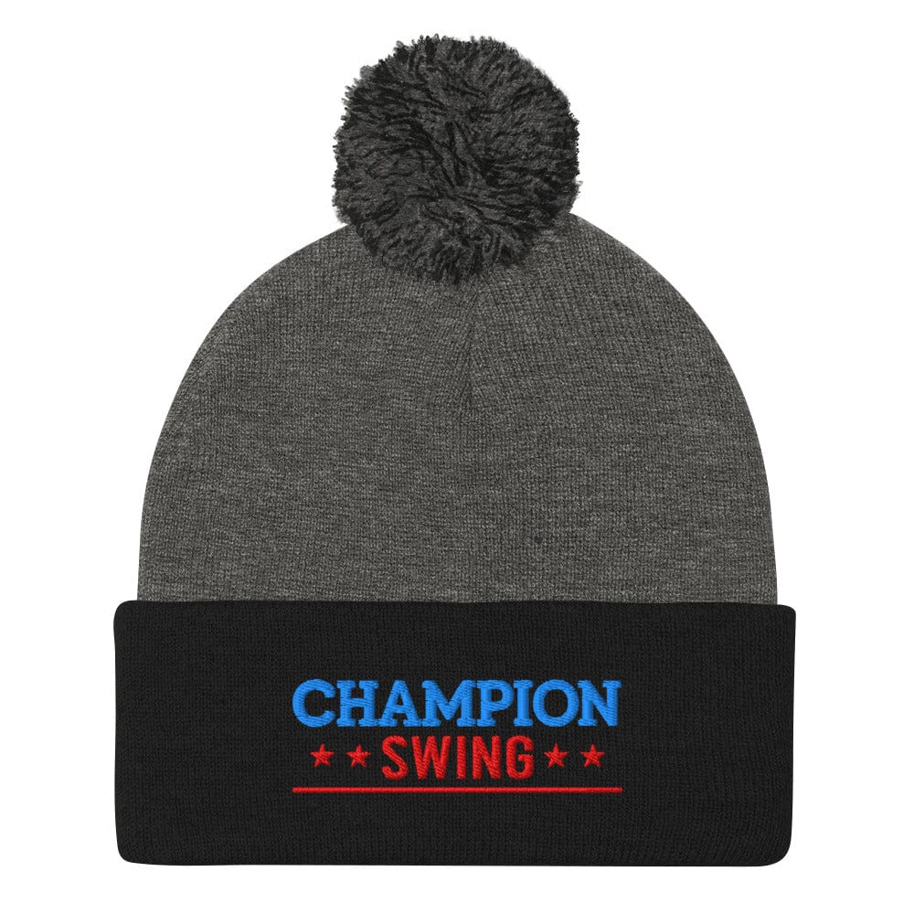 Champion Swing Stars Design Embroidered Golf Pom-Pom Beanie - Funny Golf Tee by Swing Epic