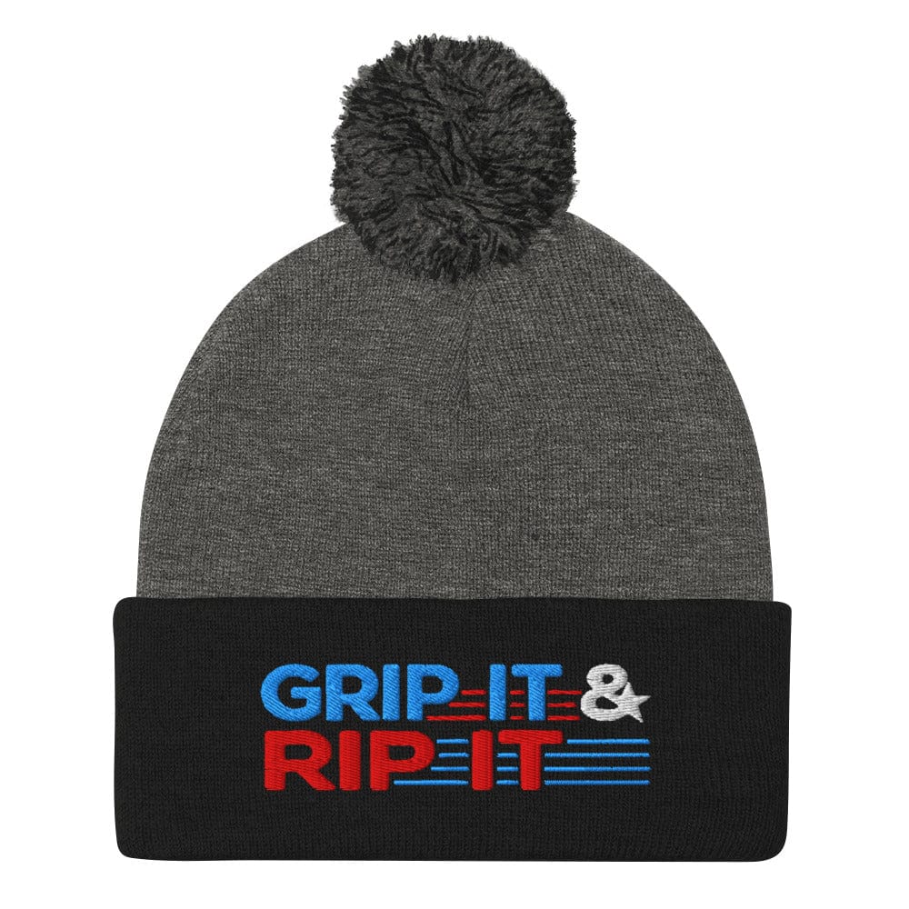 Grip It & Rip It Star Fun Embroidered Golf Pom-Pom Beanie - Funny Golf Tee by Swing Epic