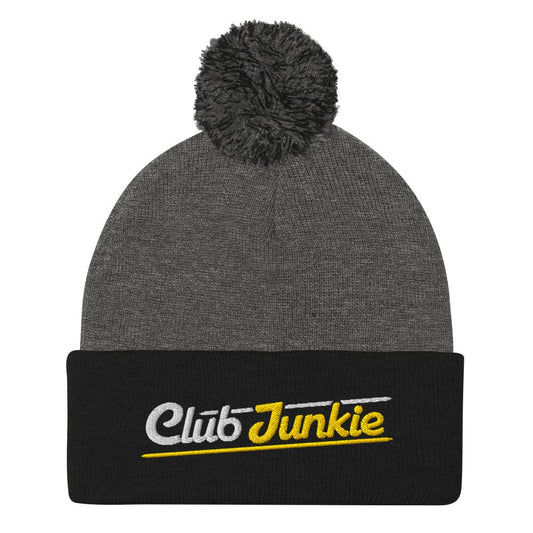 Club Junkie Embroidered Golf Pom-Pom Beanie - Funny Golf Tee by Swing Epic
