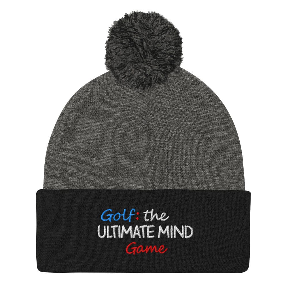 Golf The Ultimate Mind Game Embroidered Golf Pom-Pom Beanie - Funny Golf Tee by Swing Epic
