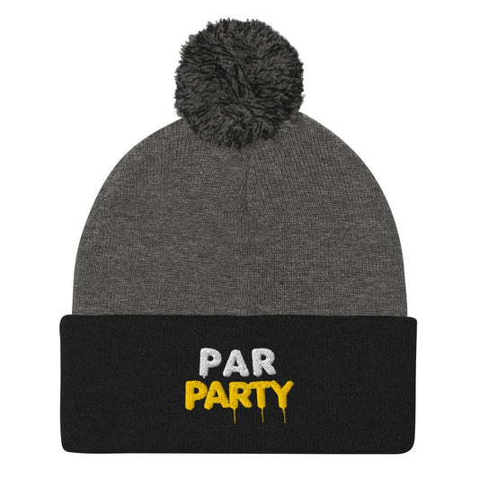 Par Party Fun Embroidered Golf Pom-Pom Beanie - Funny Golf Tee by Swing Epic