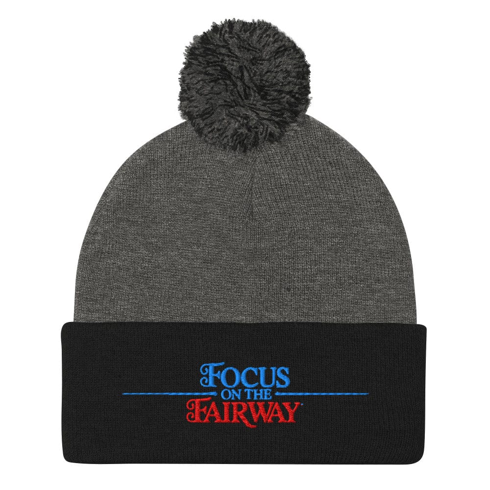 Focus on the Fairway Embroidered Golf Pom-Pom Beanie - Funny Golf Tee by Swing Epic