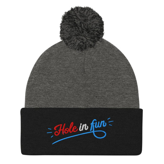Hole in Fun Embroidered Golf Pom-Pom Beanie - Funny Golf Tee by Swing Epic