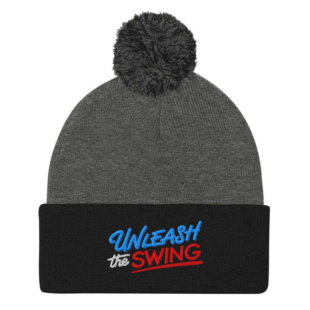 Unleash The Swing Embroidered Golf Pom-Pom Beanie - Funny Golf Tee by Swing Epic