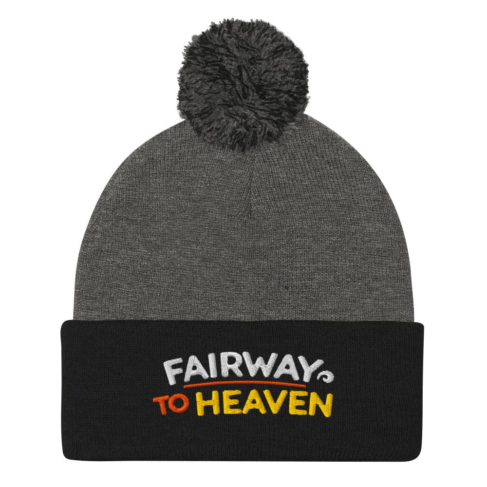 Fairway To Heaven Embroidered Golf Pom-Pom Beanie - Funny Golf Tee by Swing Epic