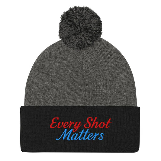 Every Shot Matters Fun Embroidered Golf Pom-Pom Beanie - Funny Golf Tee by Swing Epic