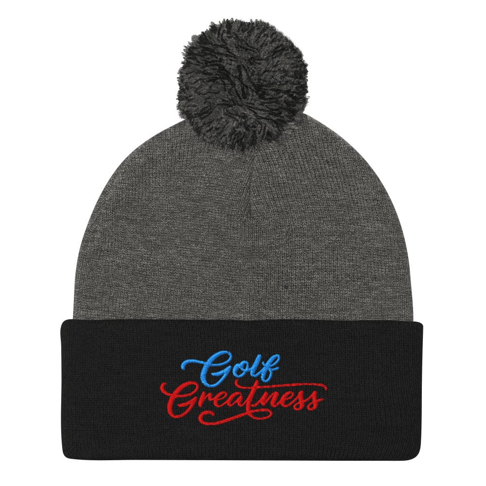Golf Greatness Fun Embroidered Golf Pom-Pom Beanie - Funny Golf Tee by Swing Epic