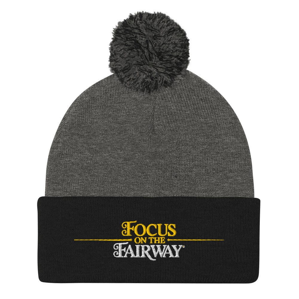 Focus on the Fairway Embroidered Golf Pom-Pom Beanie - Funny Golf Tee by Swing Epic