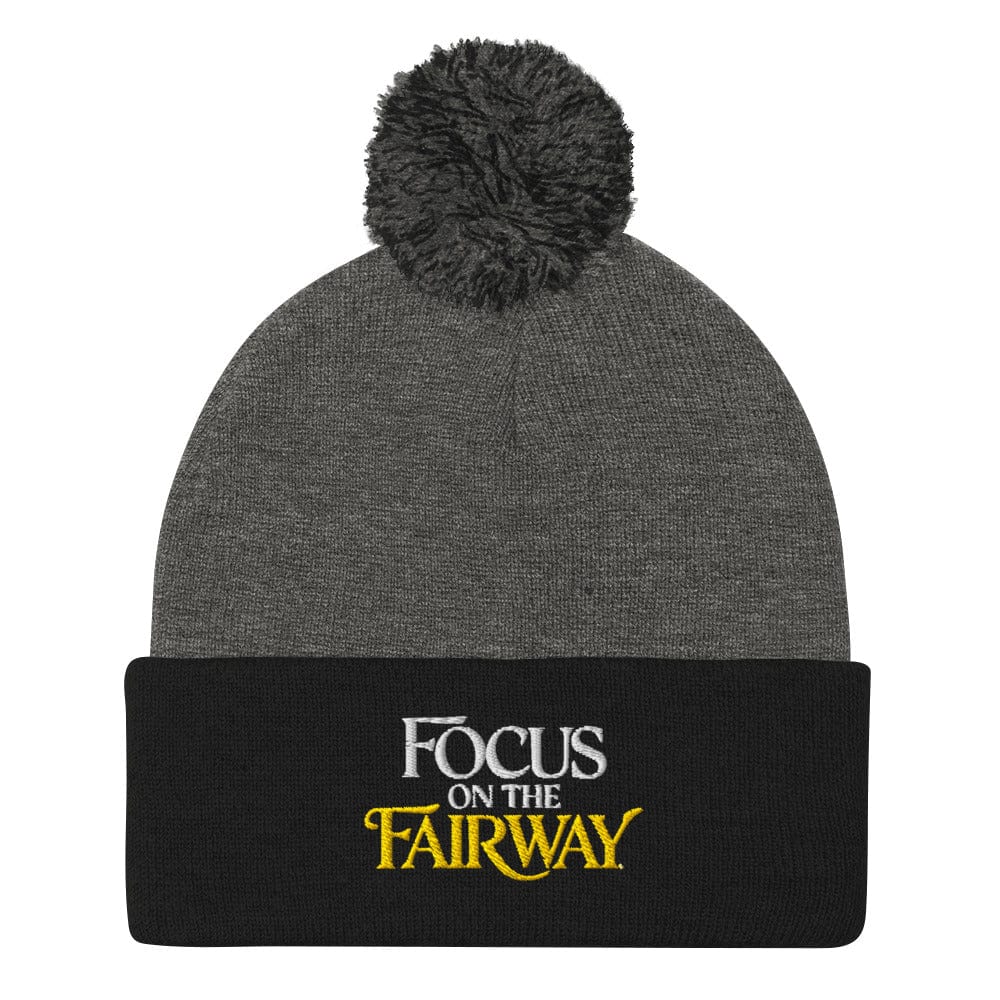 Focus on the Fairway Embroidered Golf Pom-Pom Beanie - Funny Golf Tee by Swing Epic