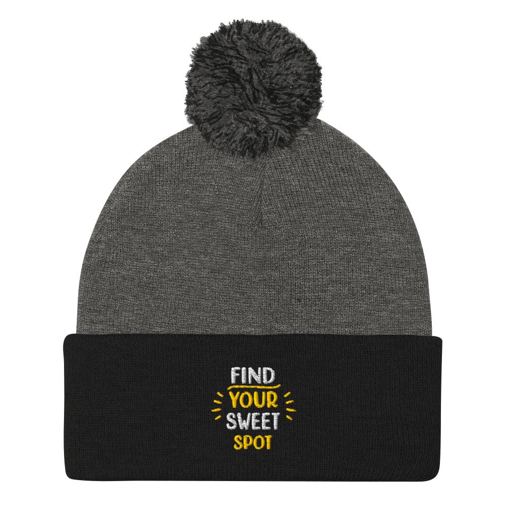 Find Your Sweet Spot Fun Embroidered Golf Pom-Pom Beanie - Funny Golf Tee by Swing Epic