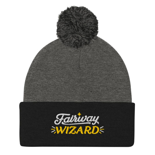 Fairway Wizard Embroidered Golf Pom-Pom Beanie - Funny Golf Tee by Swing Epic