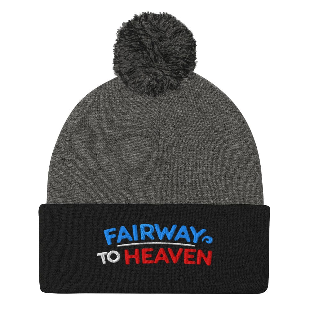 Fairway To Heaven Embroidered Golf Pom-Pom Beanie - Funny Golf Tee by Swing Epic