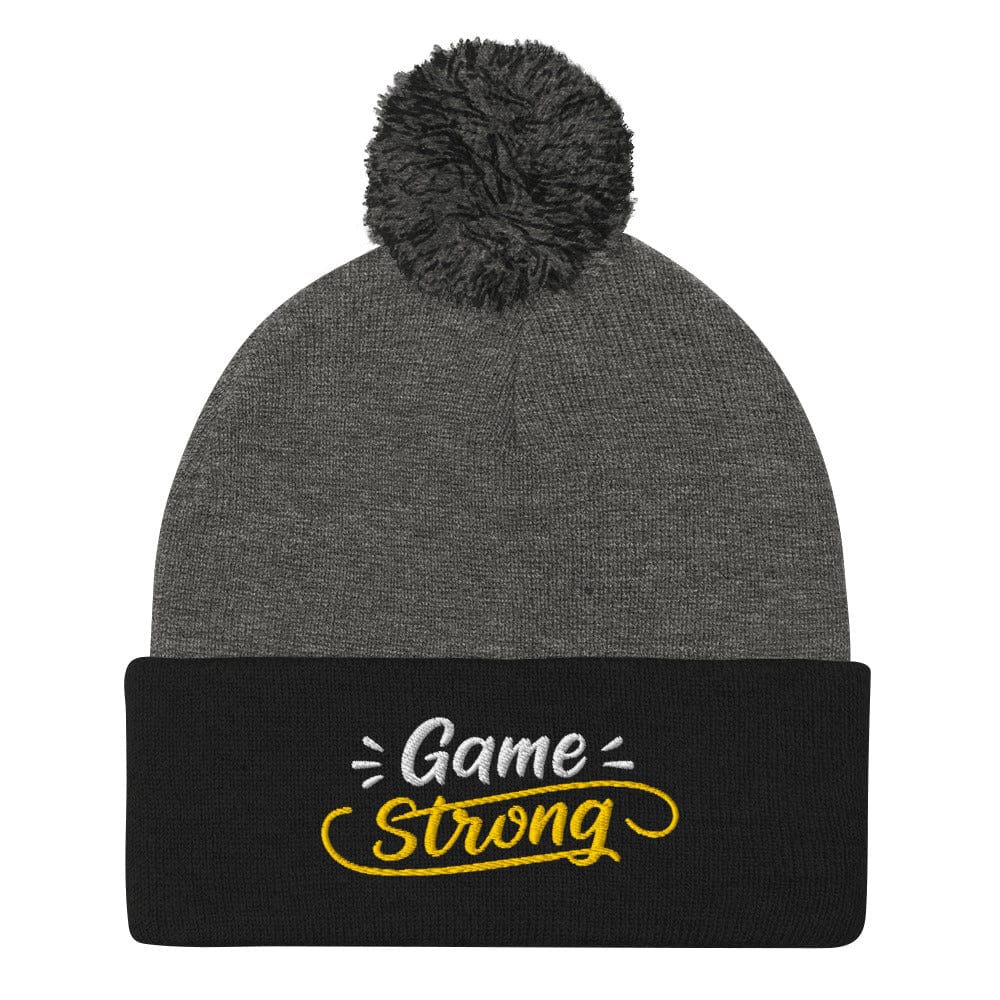 Game Strong Fun Spirit Embroidered Golf Pom-Pom Beanie - Funny Golf Tee by Swing Epic