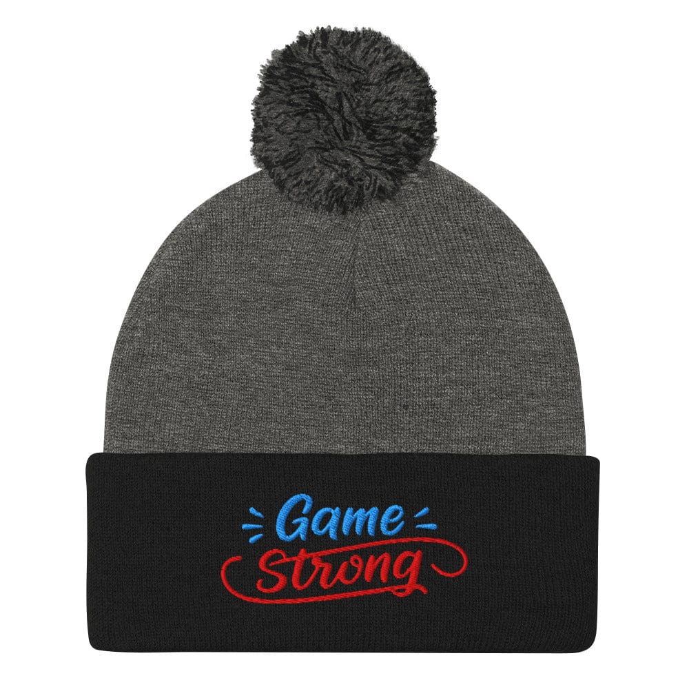 Game Strong Fun Spirit Embroidered Golf Pom-Pom Beanie - Funny Golf Tee by Swing Epic
