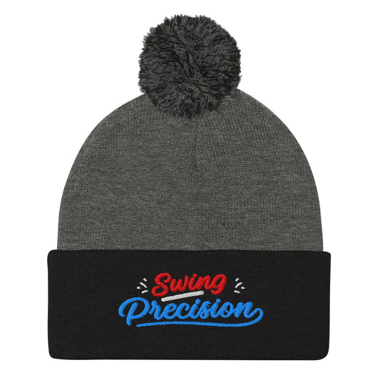 Swing Precision Embroidered Golf Pom-Pom Beanie - Funny Golf Tee by Swing Epic