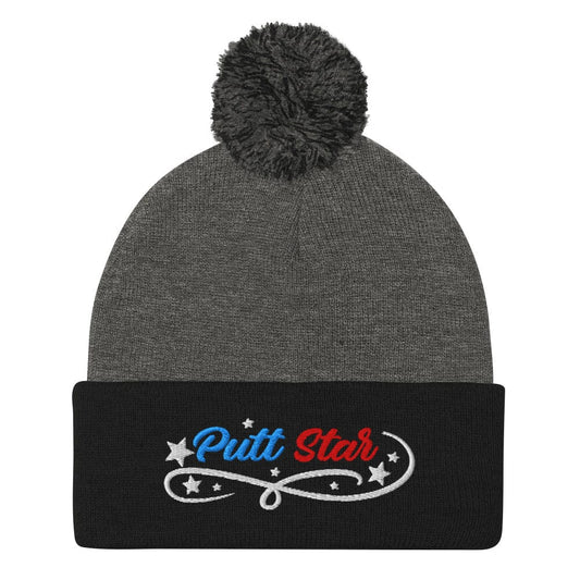 Putt Star Quirky Spirit Embroidered Golf Pom-Pom Beanie - Funny Golf Tee by Swing Epic