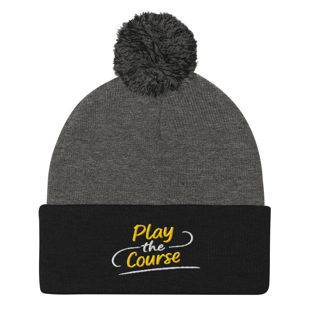 Play the Course Embroidered Golf Pom-Pom Beanie - Funny Golf Tee by Swing Epic