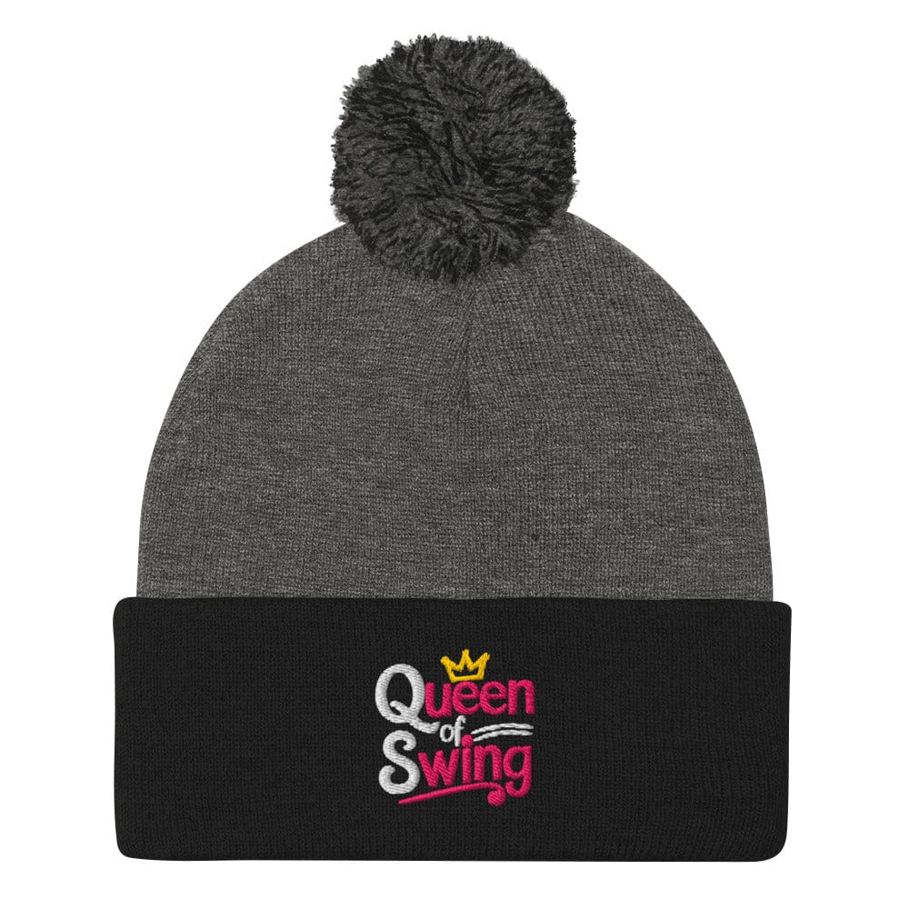 Queen of Swing Embroidered Golf Pom-Pom Beanie - Funny Golf Tee by Swing Epic