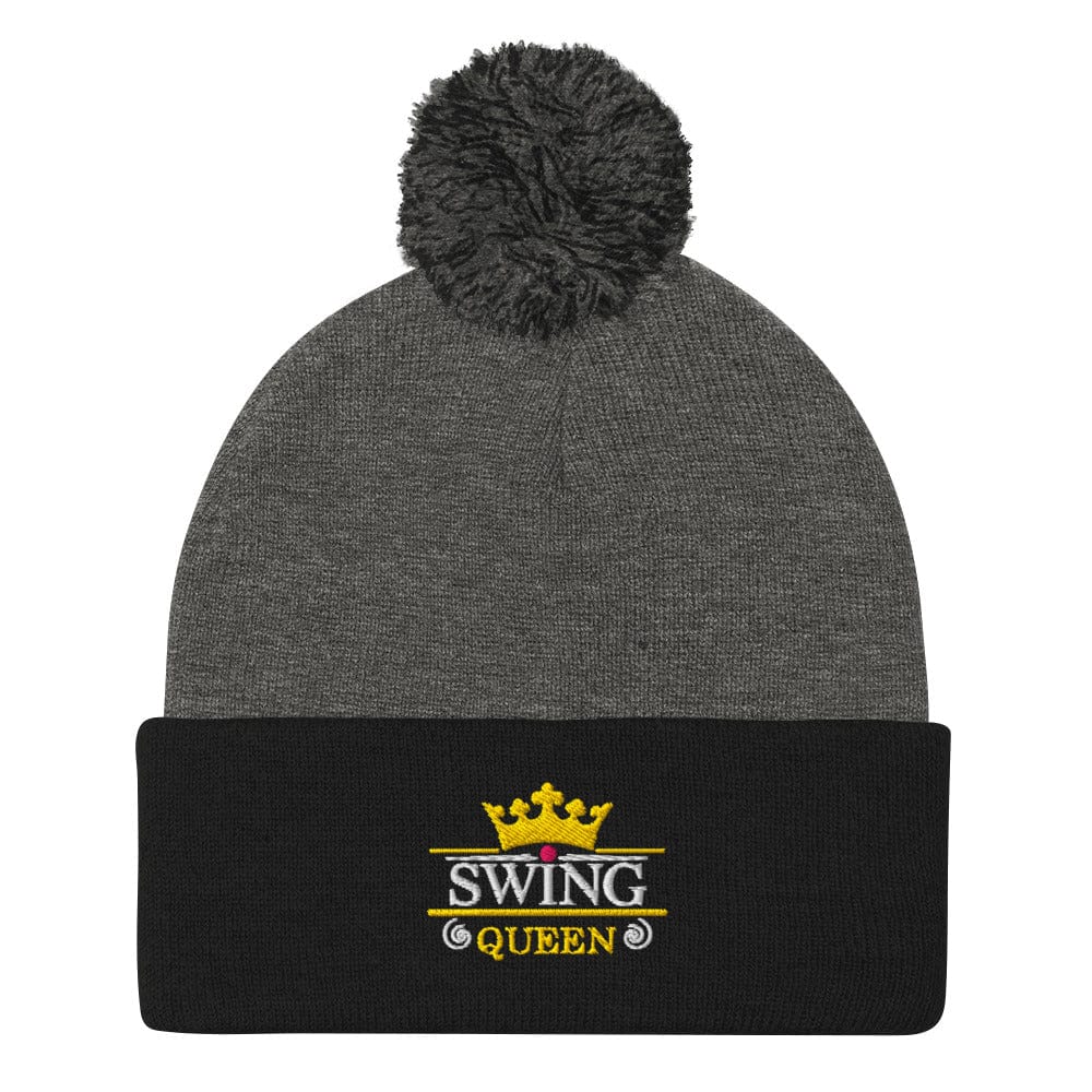 Swing Queen Embroidered Golf Pom-Pom Beanie - Funny Golf Tee by Swing Epic