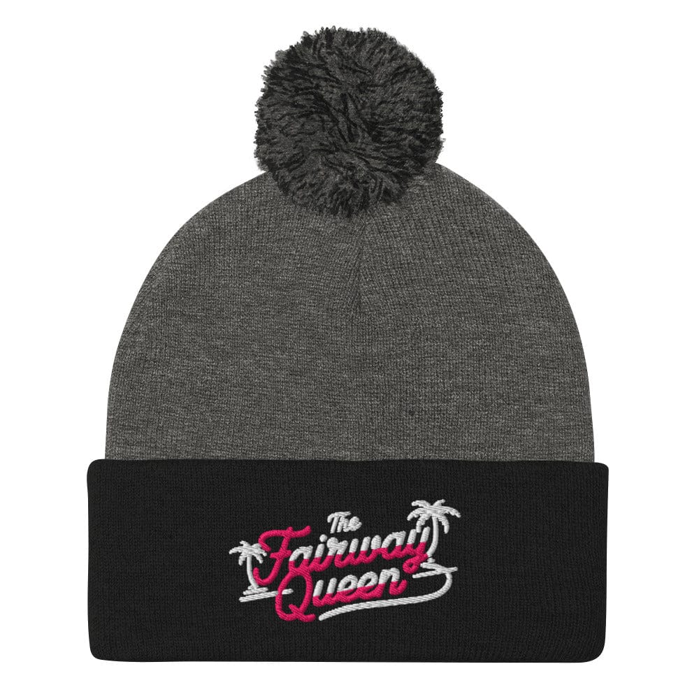 The Fairway Queen Embroidered Golf Pom-Pom Beanie - Funny Golf Tee by Swing Epic