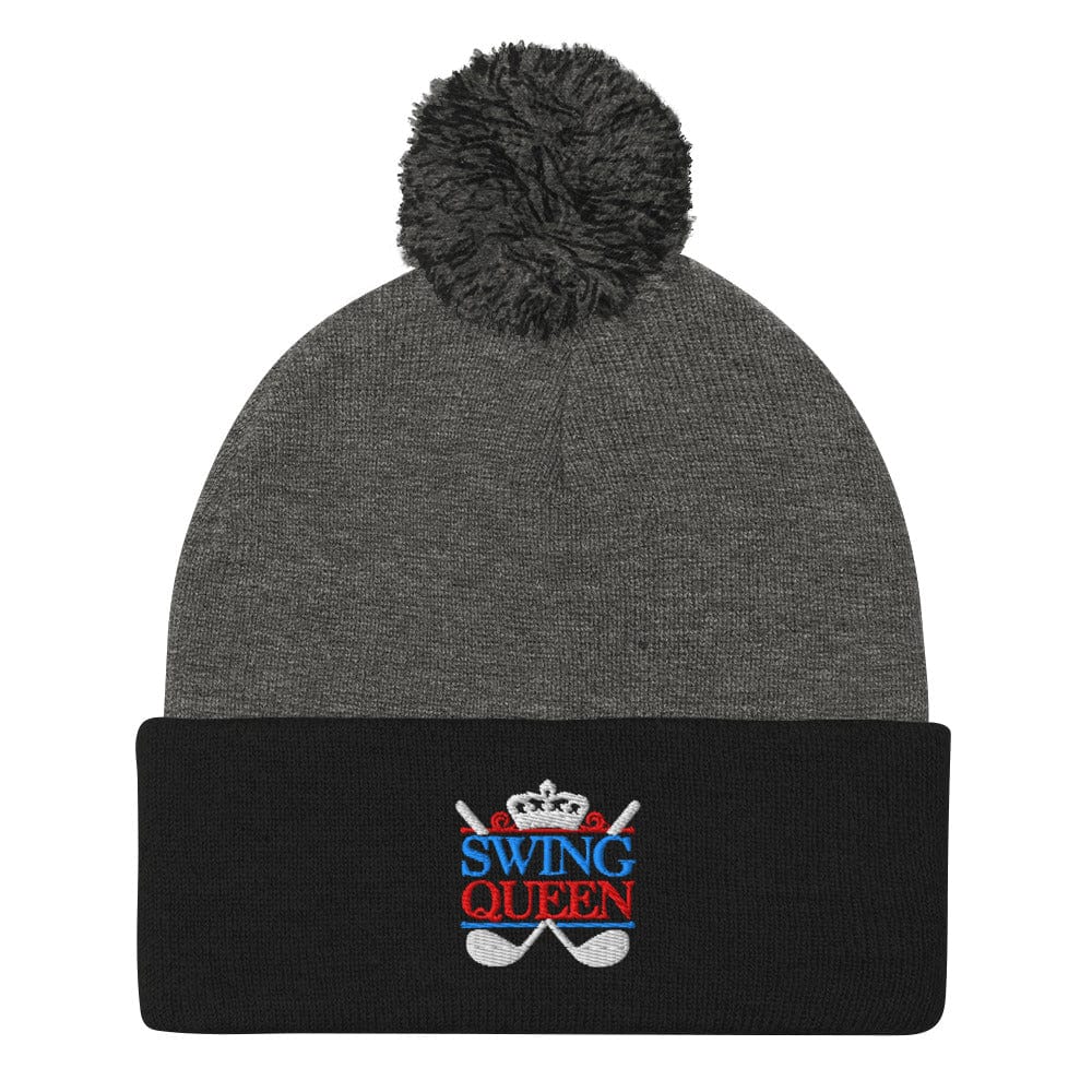Swing Queen Embroidered Golf Pom-Pom Beanie - Funny Golf Tee by Swing Epic