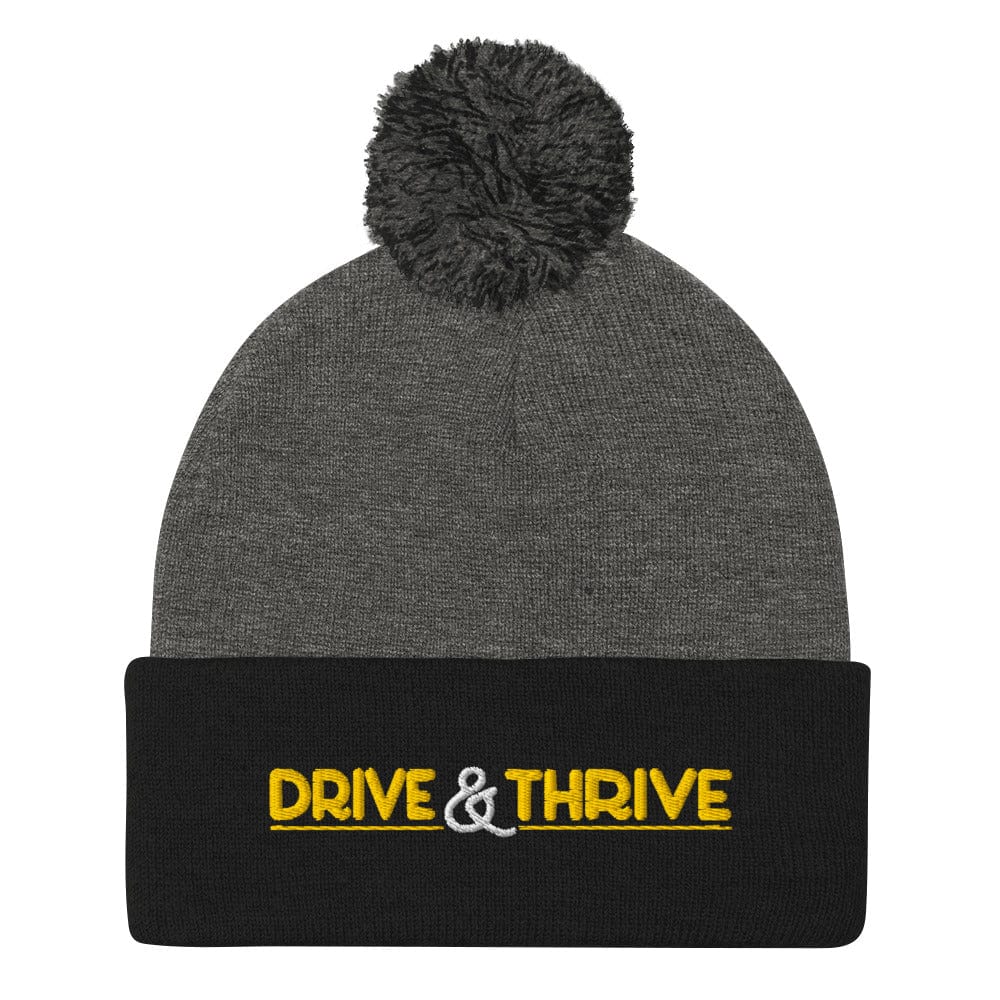 Drive & Thrive Embroidered Golf Pom-Pom Beanie - Funny Golf Tee by Swing Epic