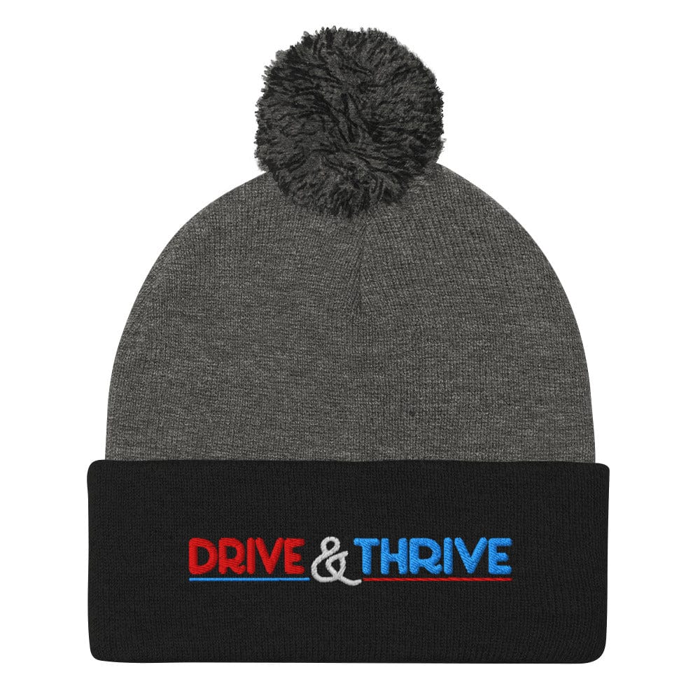 Drive & Thrive Embroidered Golf Pom-Pom Beanie - Funny Golf Tee by Swing Epic