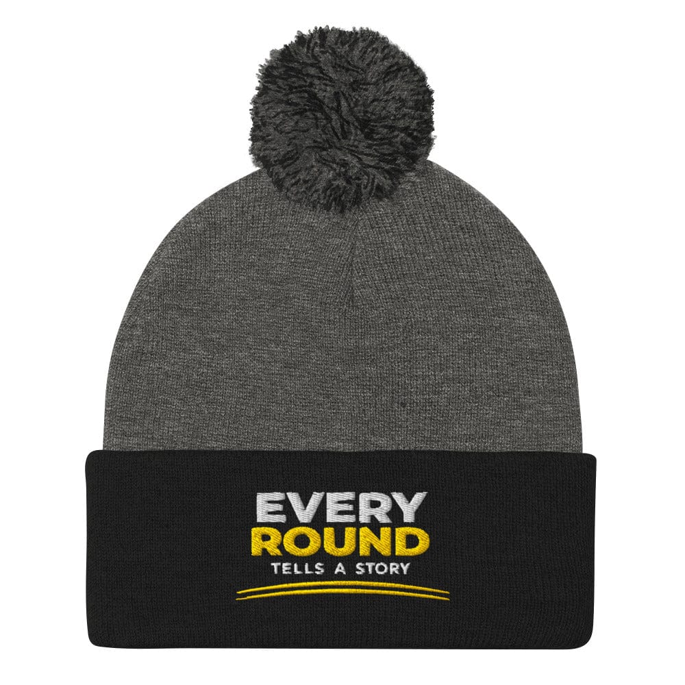 Every Round Tells A Story Embroidered Golf Pom-Pom Beanie - Funny Golf Tee by Swing Epic