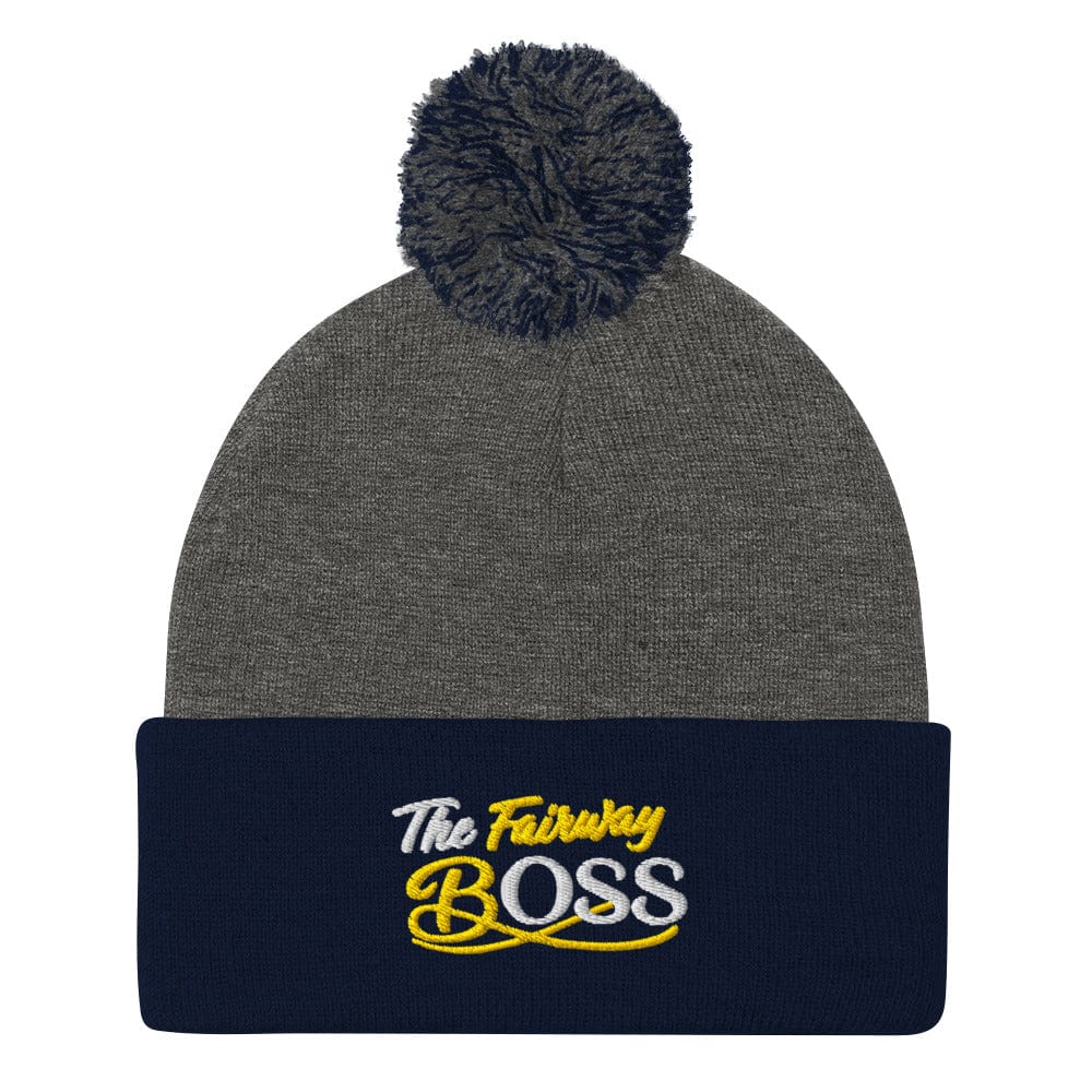 The Fairway Boss Sparkly Embroidered Golf Pom-Pom Beanie - Funny Golf Tee by Swing Epic