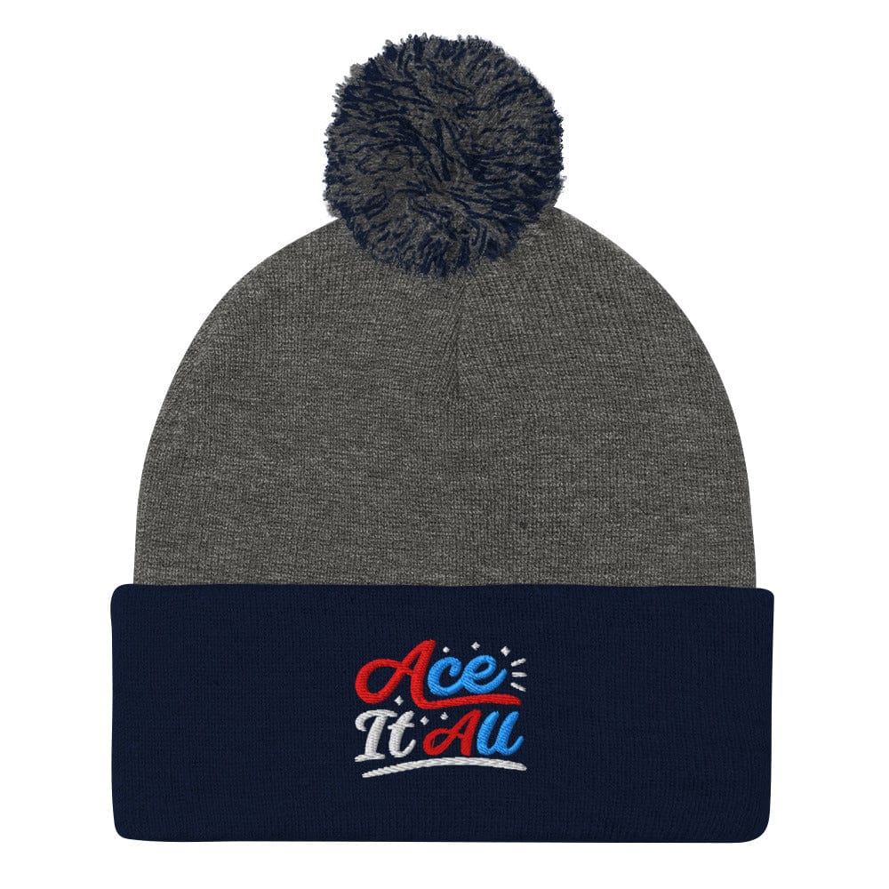 Ace It All Embroidered Golf Pom-Pom Beanie - Funny Golf Tee by Swing Epic