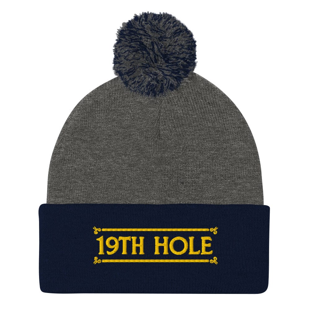 The 19th Hole Embroidered Golf Pom-Pom Beanie - Funny Golf Tee by Swing Epic