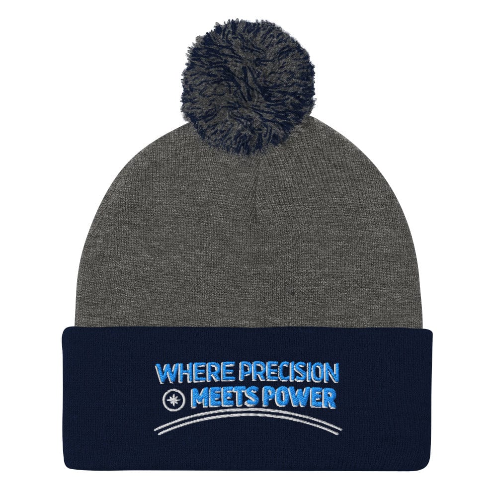 Where Precision Meets Power Embroidered Golf Pom-Pom Beanie - Funny Golf Tee by Swing Epic