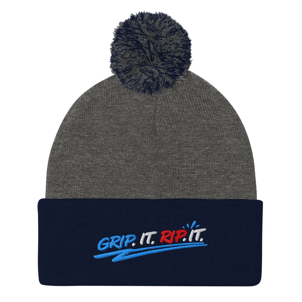 Grip It Rip It Embroidered Golf Pom-Pom Beanie - Funny Golf Tee by Swing Epic
