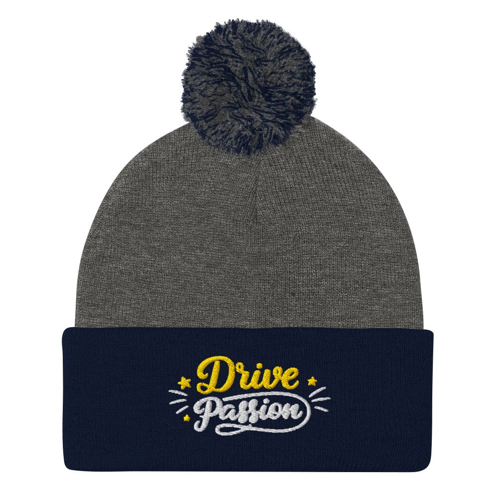 Drive Passion Fun Quirky Unique Embroidered Golf Pom-Pom Beanie - Funny Golf Tee by Swing Epic
