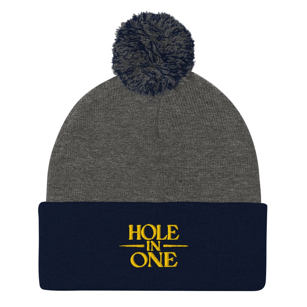 Hole In One Embroidered Golf Pom-Pom Beanie - Funny Golf Tee by Swing Epic