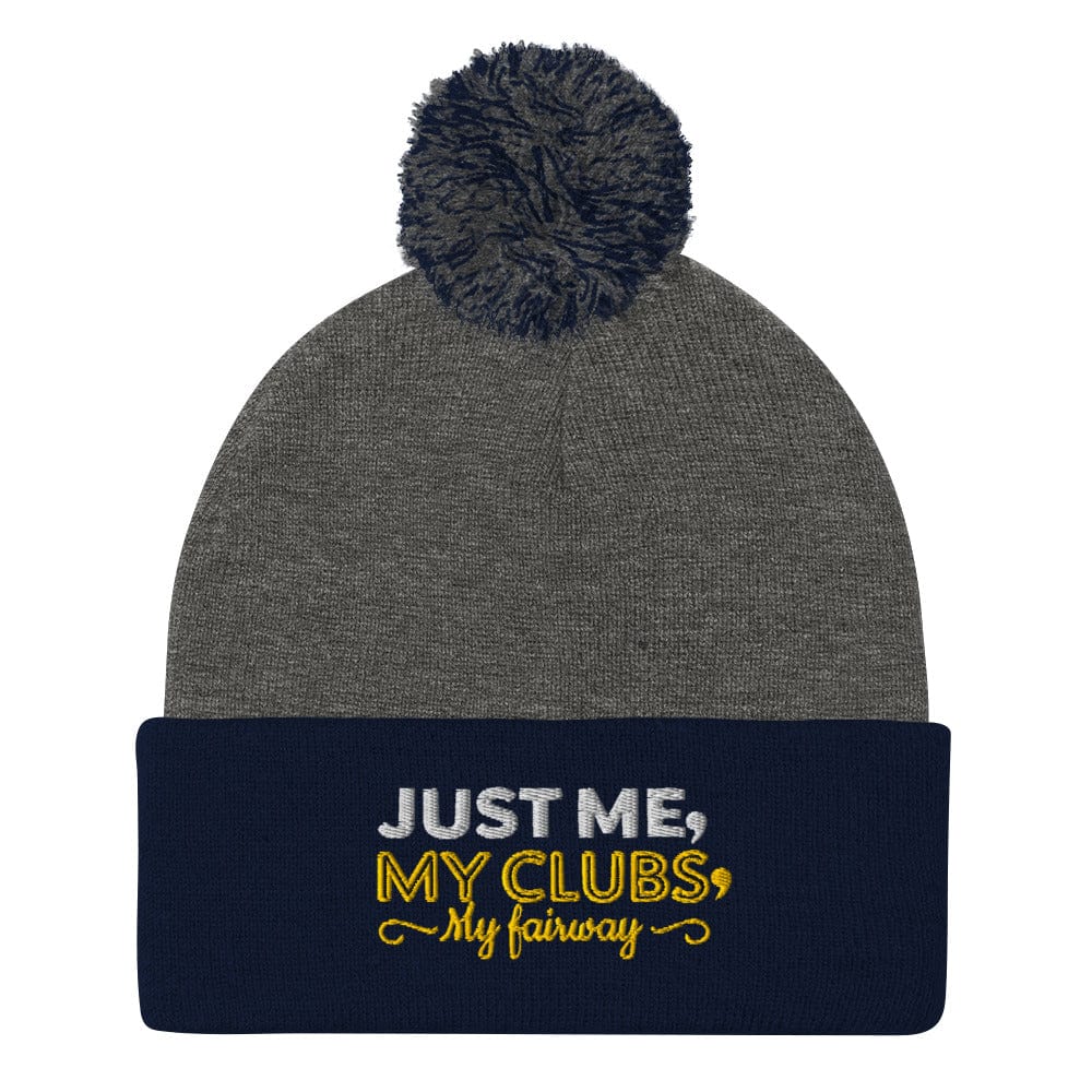 Just Me My Clubs My Fairway Embroidered Golf Pom-Pom Beanie - Funny Golf Tee by Swing Epic