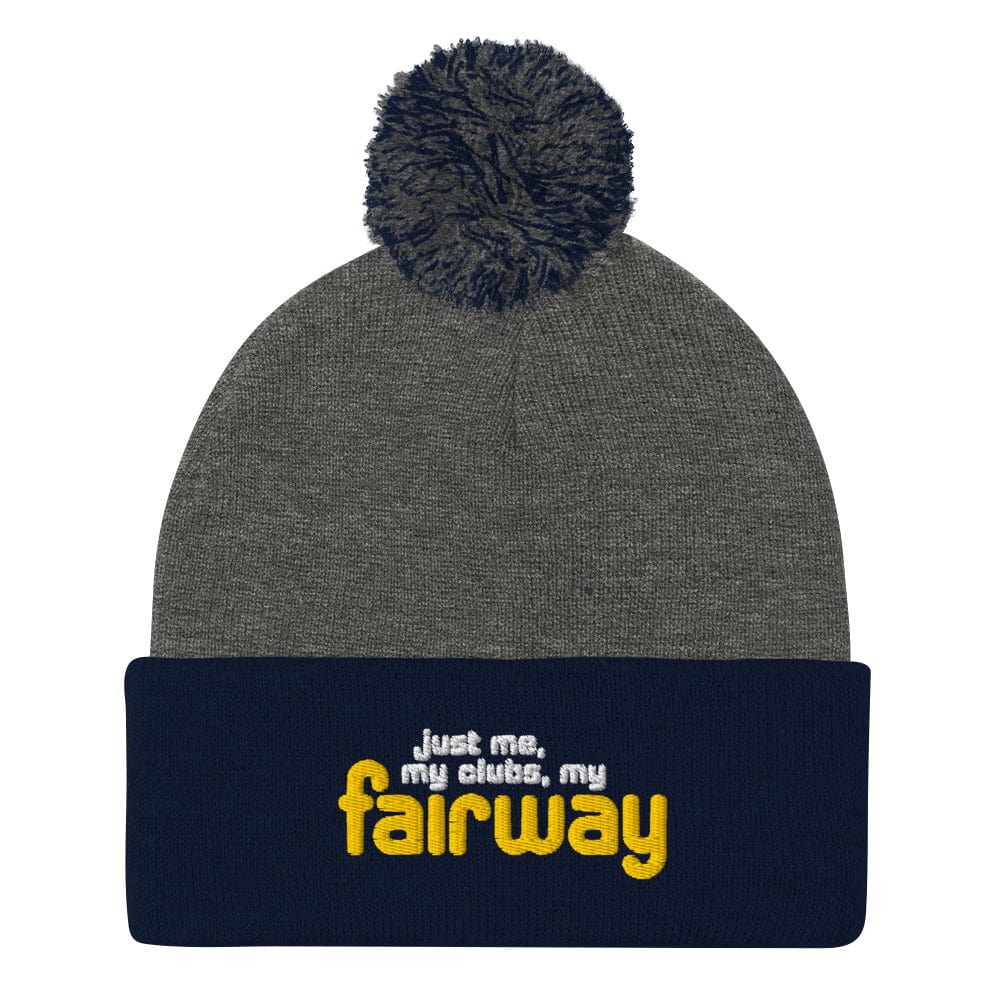 just me my clubs my fairway Embroidered Golf Pom-Pom Beanie - Funny Golf Tee by Swing Epic