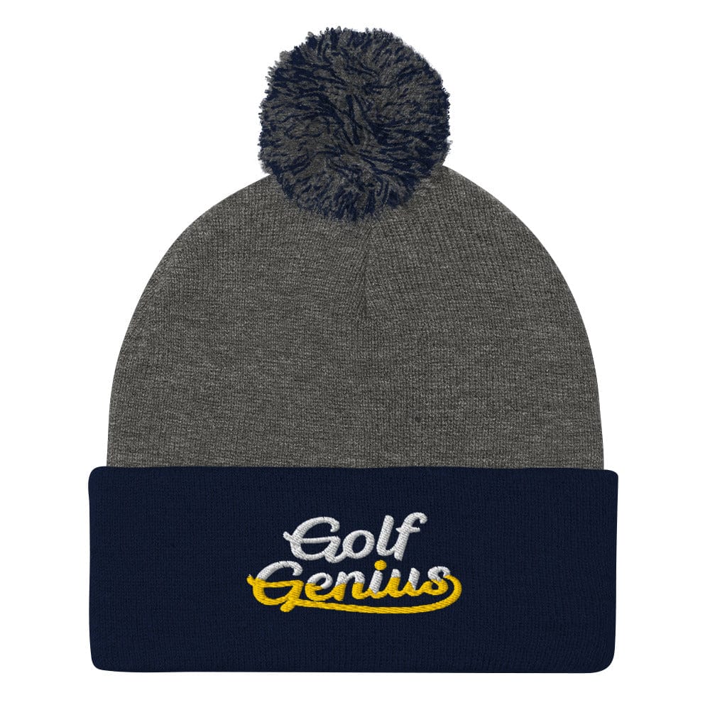 Golf Genius Fun Quirky Embroidered Golf Pom-Pom Beanie - Funny Golf Tee by Swing Epic