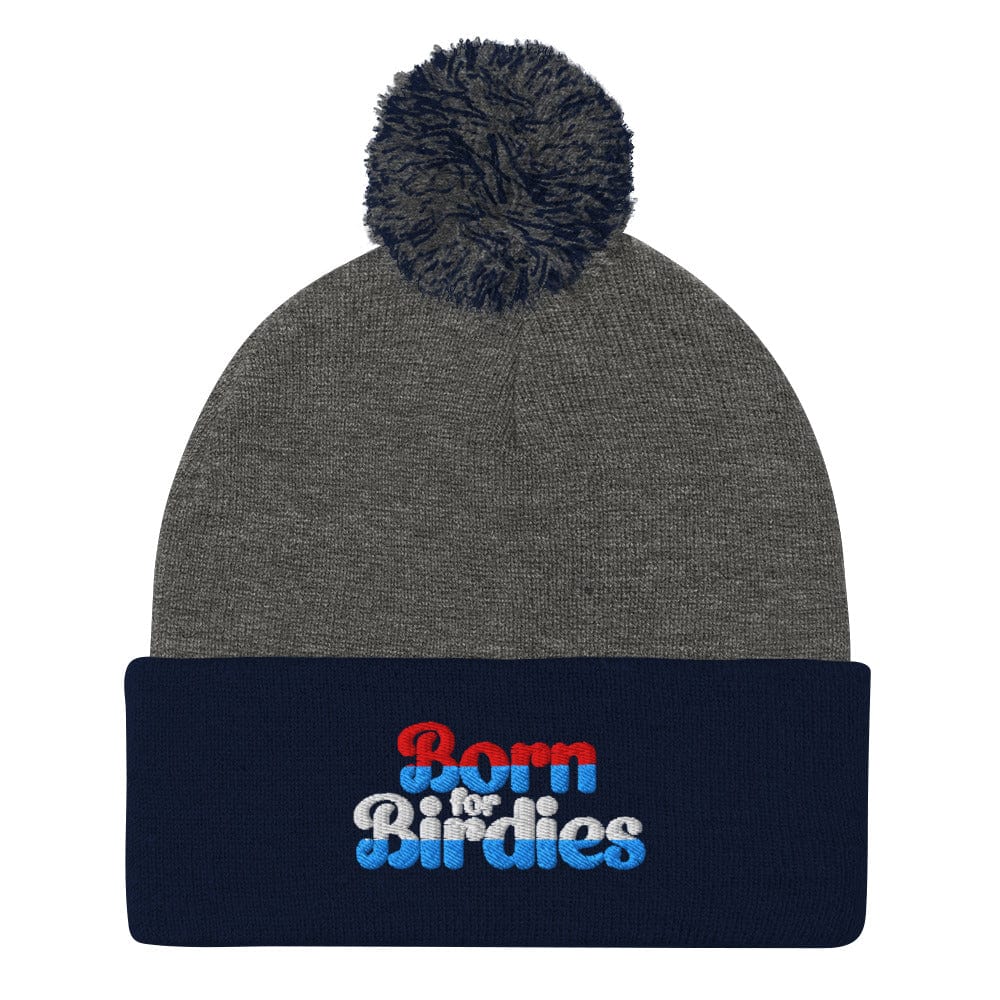 Born For Birdies Quirky Fun Embroidered Golf Pom-Pom Beanie - Funny Golf Tee by Swing Epic