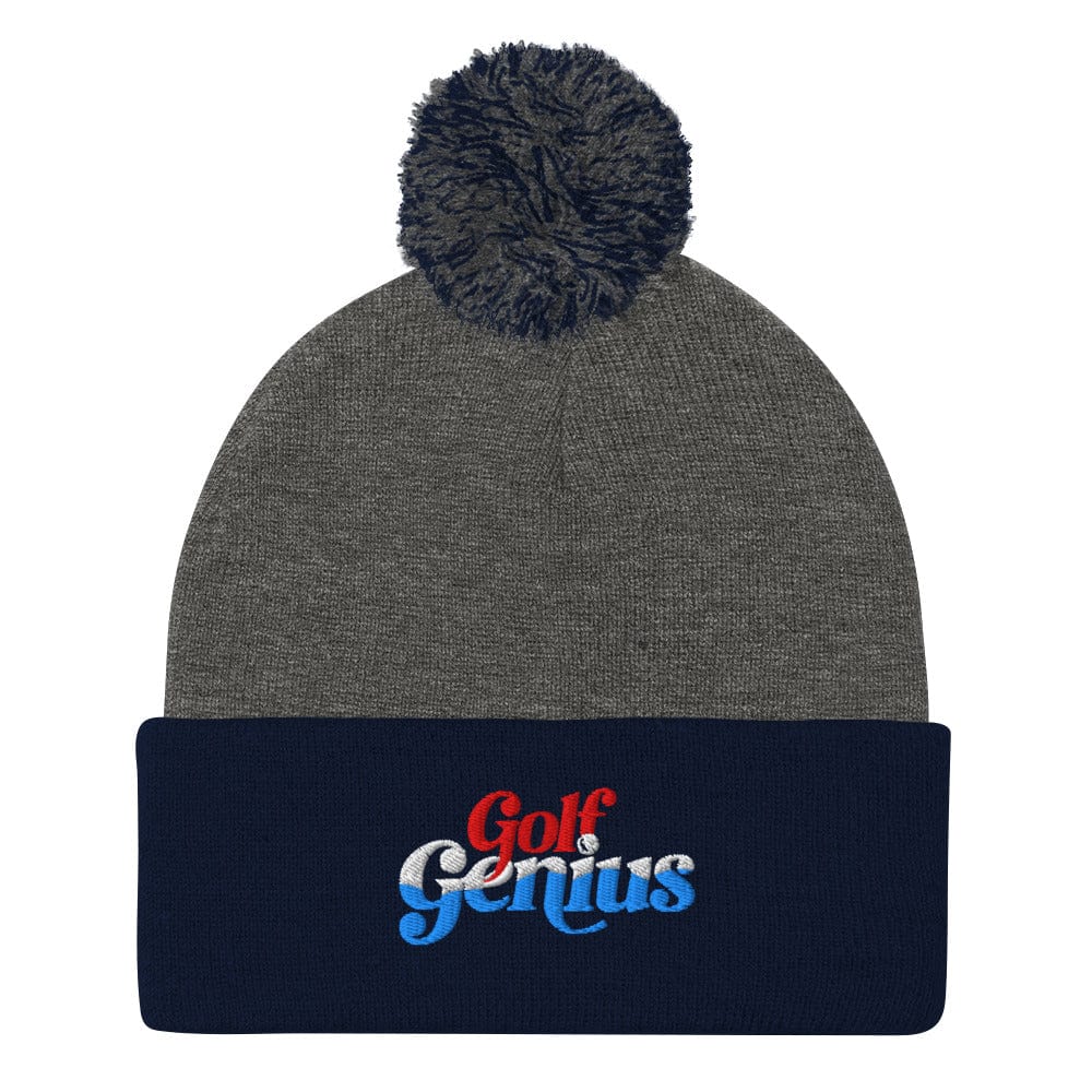 Golf Genius Embroidered Golf Pom-Pom Beanie - Funny Golf Tee by Swing Epic
