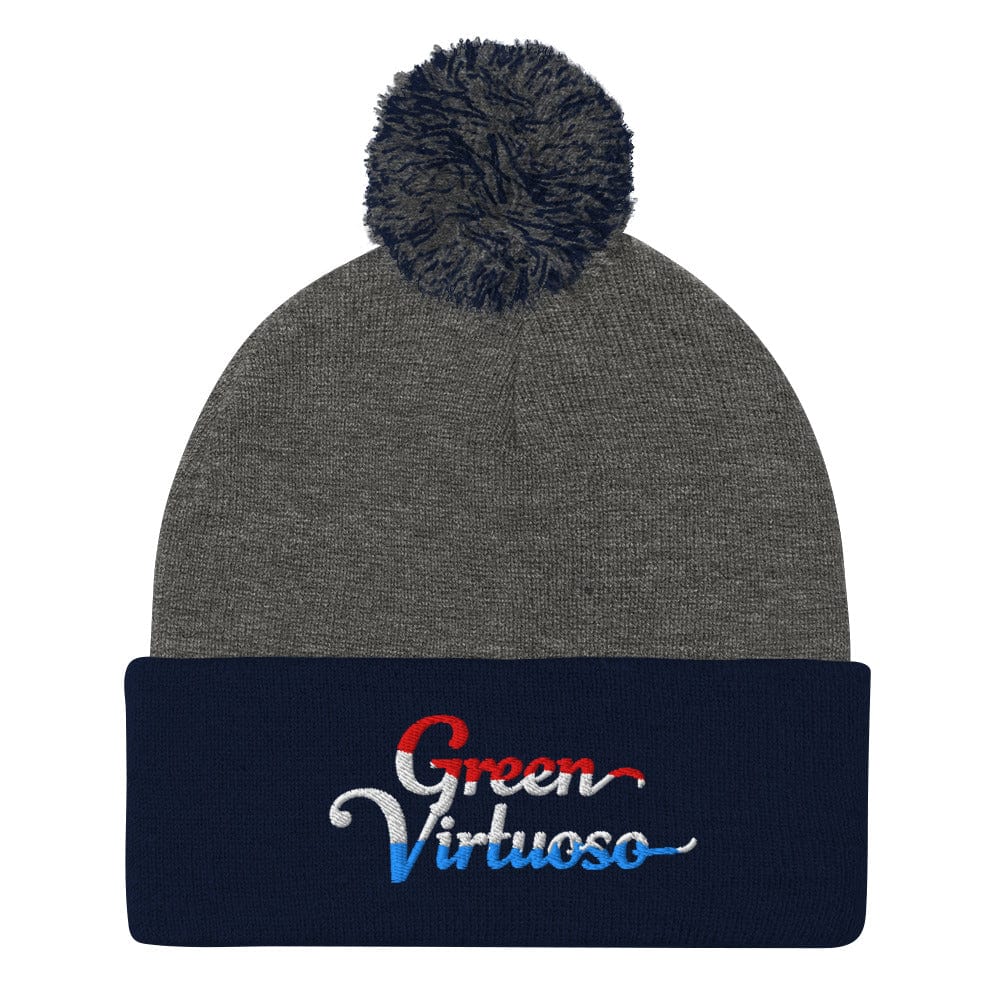 Green Virtuoso Fun Embroidered Golf Pom-Pom Beanie - Funny Golf Tee by Swing Epic