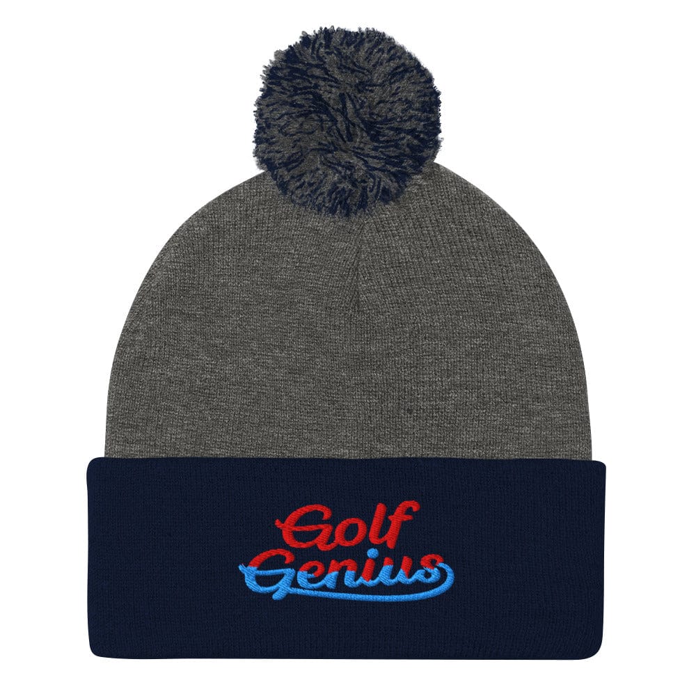 Golf Genius Fun Quirky Embroidered Golf Pom-Pom Beanie - Funny Golf Tee by Swing Epic