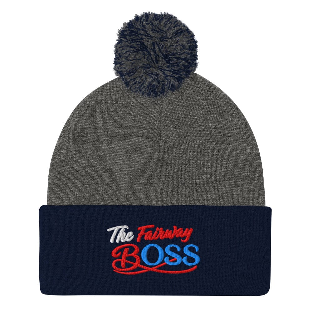 The Fairway Boss Sparkly Embroidered Golf Pom-Pom Beanie - Funny Golf Tee by Swing Epic
