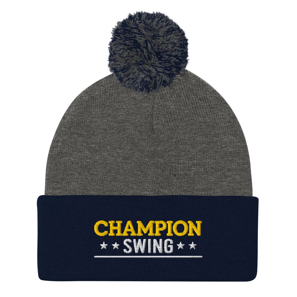 Champion Swing Stars Design Embroidered Golf Pom-Pom Beanie - Funny Golf Tee by Swing Epic