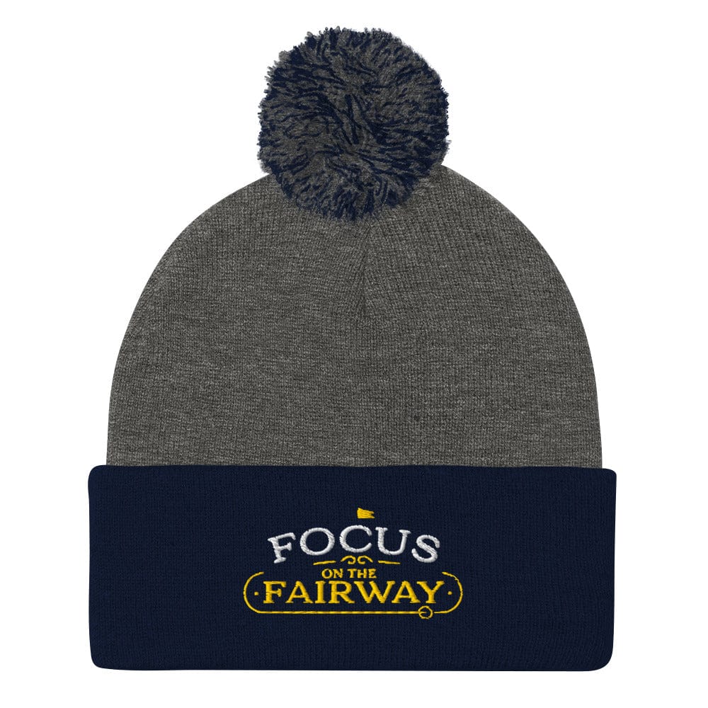Focus on the Fairway Embroidered Golf Pom-Pom Beanie - Funny Golf Tee by Swing Epic